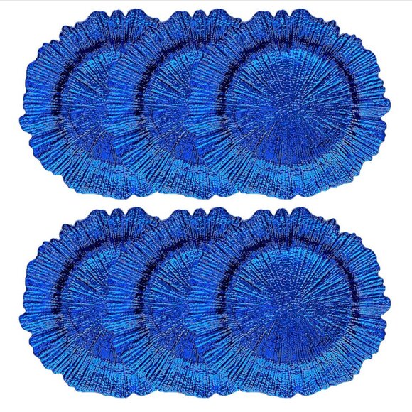 CHARGER PLATE: 13-Inch 6-Pack Heavy Quality Round Plastic-Reef Royal Blue - Picture 5 of 8